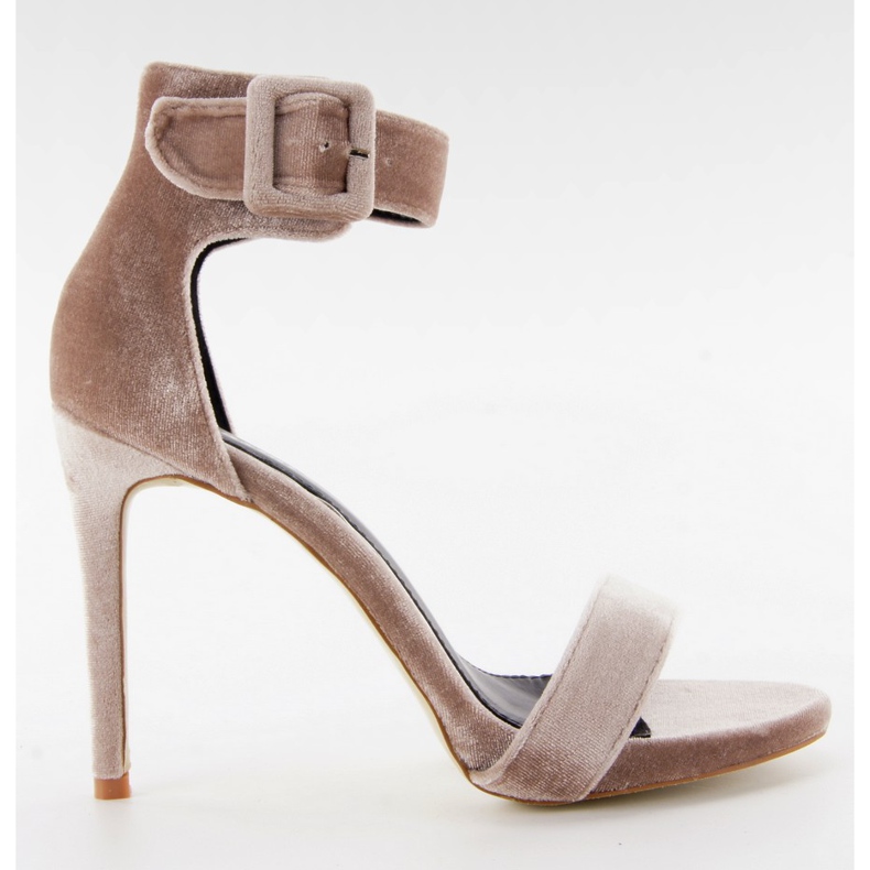 Sandales en velours sur un talon aiguille rose M259 multicolore
