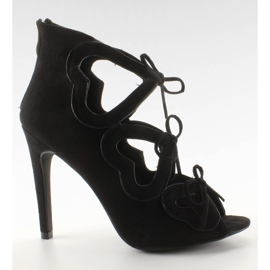 Bottes à talons coeurs ajourés 1240 noir le noir
