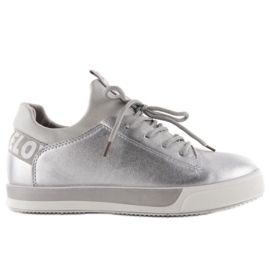 Baskets Mochino NB80p argentées gris
