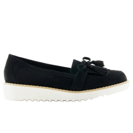 Mocassins en daim, semelle blanche, T236p noir le noir