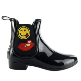 Galoches femme avec patchs laqués D37 noir