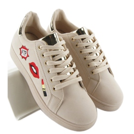 Baskets Sweet Lips avec patchs FB-15 BEIGE / OR