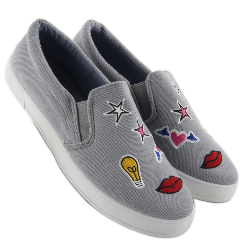 Slipons avec patchs gris JX41P Slipons avec patchs gris JX41P
