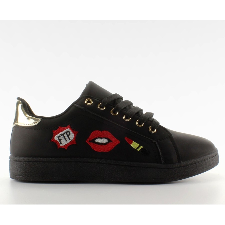 Sneakers avec kiss kiss Patchs NOIR / DORE le noir Sneakers avec kiss kiss Patchs NOIR / DORE le noir