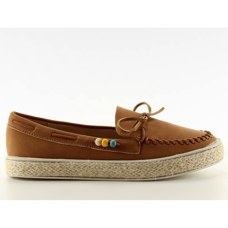 Mocassins à perles colorées 2057 Camel brun multicolore