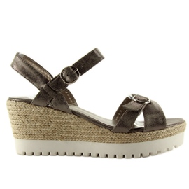 Sandales plomo espadrilles métallisées gris