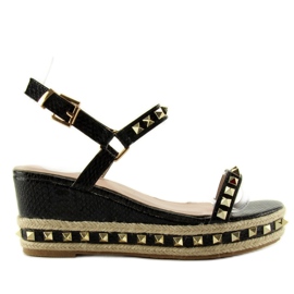 Sandales espadrilles à clous Y16P noir le noir