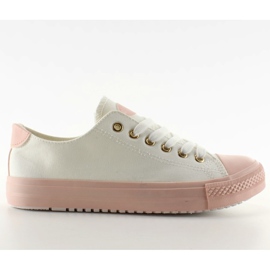 Sneakers sur caoutchouc coloré blanc / rose