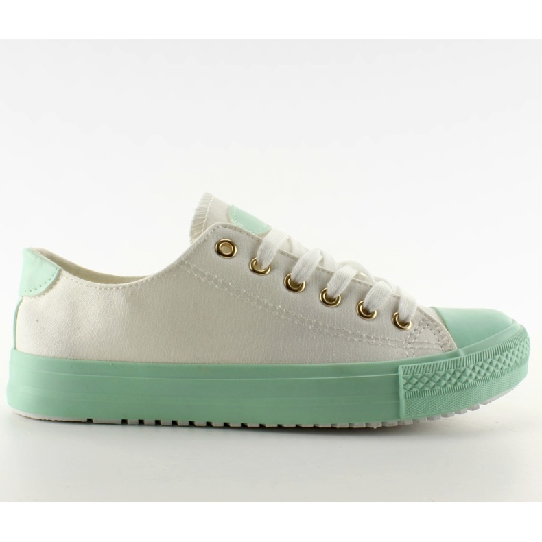 Sneakers sur caoutchouc coloré blanc / vert blanche