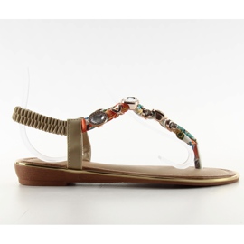 Sandales avec des pierres C63 beige blanche brun bleu orange