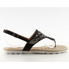 Tongs avec perles G144 Noir