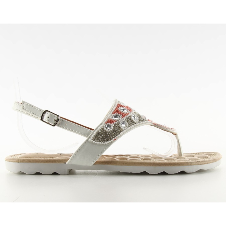 Tongs avec perles blanches G144