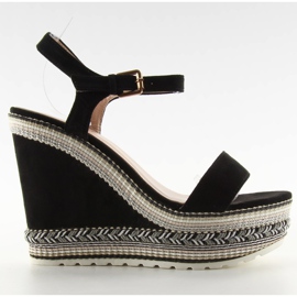 Superbes sandales compensées LL-56 noir