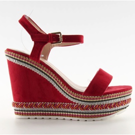 Belles sandales sur le coin LL-56 ed rouge Belles sandales sur le coin LL-56 ed rouge