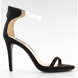 Sandales à talon haut avec ceinture transparente 5075 Noir