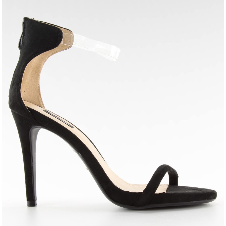 Sandales à talon haut avec ceinture transparente 5075 Noir le noir