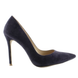 Escarpins en daim sur talon 5438 Navy bleu marine