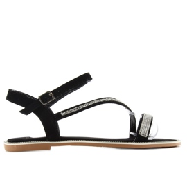 Sandales en velours avec zircons cubiques S78 noir