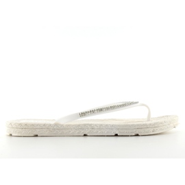 Tongs en caoutchouc type espadrilles ls069 blanc blanche