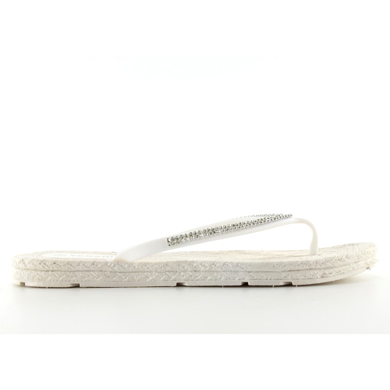 Tongs en caoutchouc type espadrilles ls069 blanc blanche
