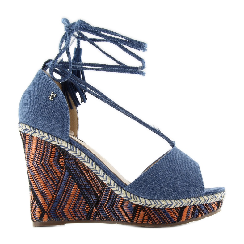 Sandales compensées attachées à la cheville 2075 bleu
