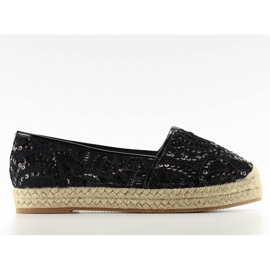 Espadrilles en dentelle à semelle haute 7137 Black le noir