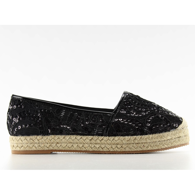 Espadrilles en dentelle à semelle haute 7137 Black le noir