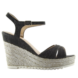 Sandales en toile sur le coin TS-8 noir le noir
