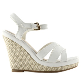 Sandales compensées confortables G318 blanc blanche