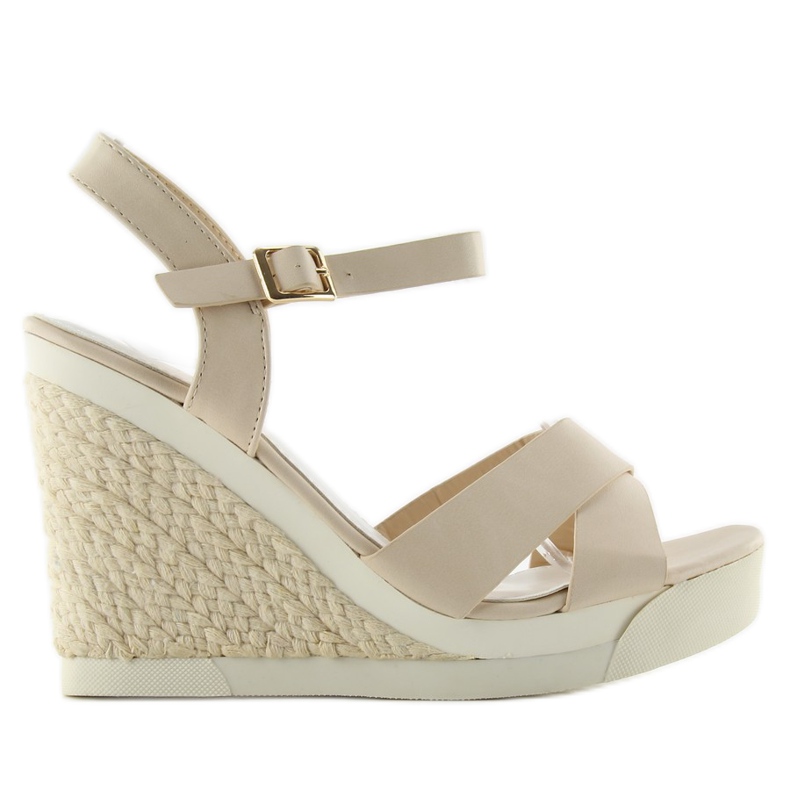 Sandales compensées, semelle sport, beige