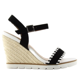 Espadrilles, sandales compensées Bl-6240 le noir
