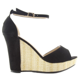 Sandales sur un coin unique 028 noir