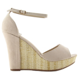 Sandales sur un coin unique 028 beige