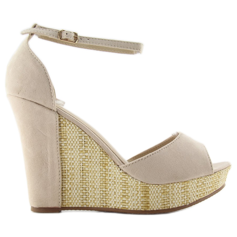 Sandales sur un coin unique 028 beige
