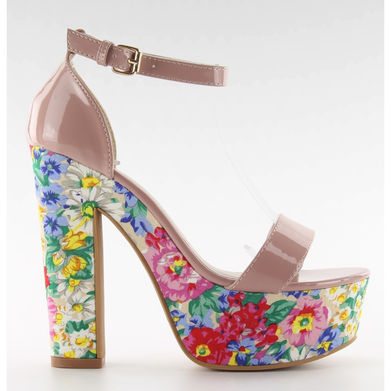 Sandales à talons floraux 788-3 Nude multicolore