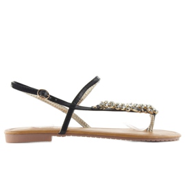 Sandales élégantes avec jh33 pierres noires le noir
