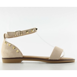 Sandales à clous sur la cheville s51 beige