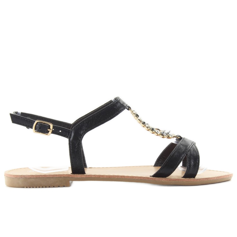 Sandales avec pierres noires décoratives le noir