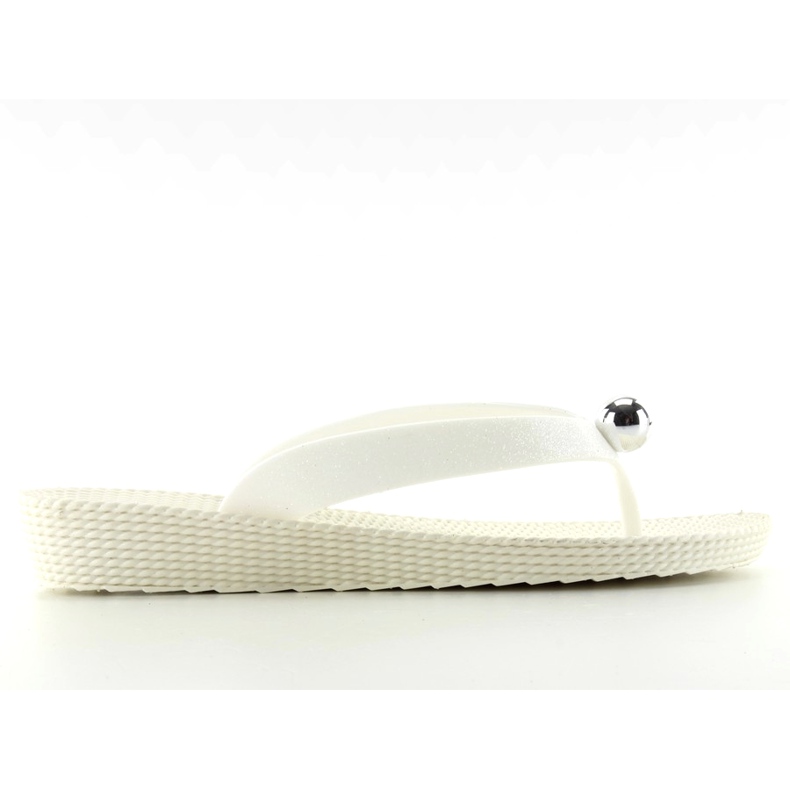 Tongs avec boule argentée 9-56 blanc blanche