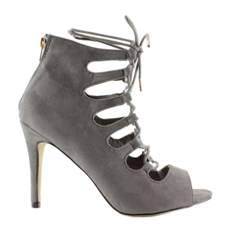 Sandales à lacets sur talon haut Qq01P gris