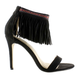 Sandales à franges ethniques noires
