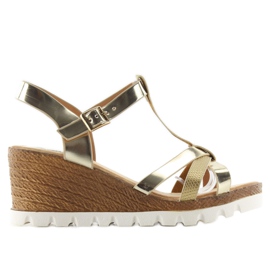Sandales compensées FD-76 or d'or Sandales compensées FD-76 or d'or