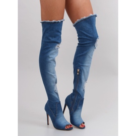 Jeans taille haute bleu