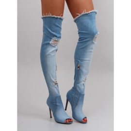 Cuisses en jean à trous bleus