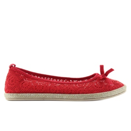 Magnifiques ballerines dentelle JX33 Rouge