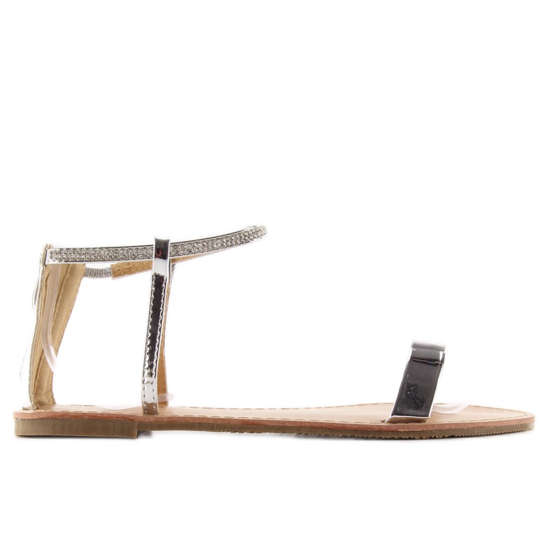 Sandales avec pierres à la cheville argent gris