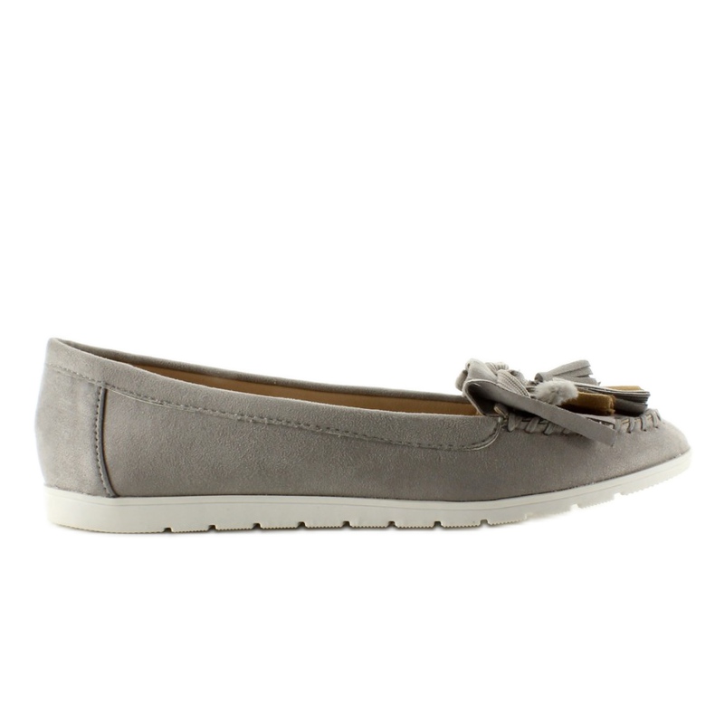Mocassins en daim à franges 7122 Gris