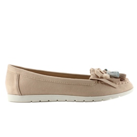 Mocassins en daim à franges 7122 Rose brun