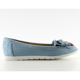 Mocassins en daim avec des glands 7122 bleu