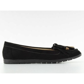 Mocassins en daim avec des glands noirs 7122 le noir
